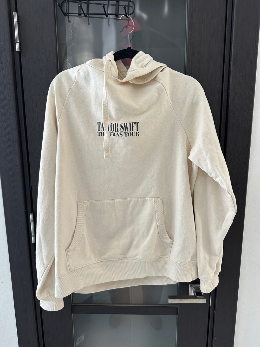 Taylor Swift Cream Pullover Hoodie with Black Print